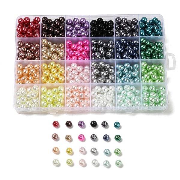 552-600Pcs 24 Colors Glass Pearl Beads