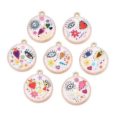Printed Rack Plating Alloy Enamel Pendants