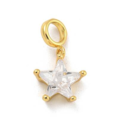 Star Rack Plating Brass Micro Pave Cubic Zirconia Charms