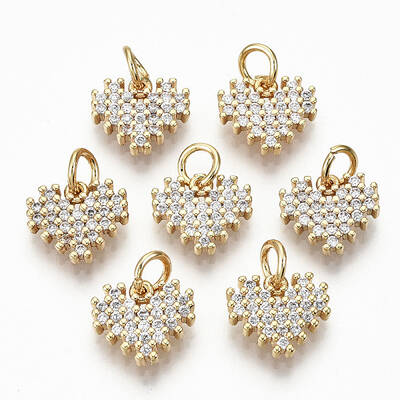 Brass Micro Pave Clear Cubic Zirconia Charms