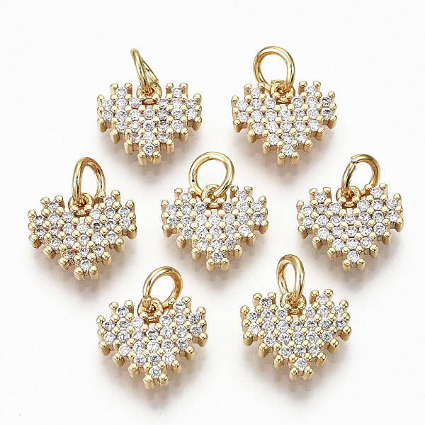 Brass Micro Pave Clear Cubic Zirconia Charms