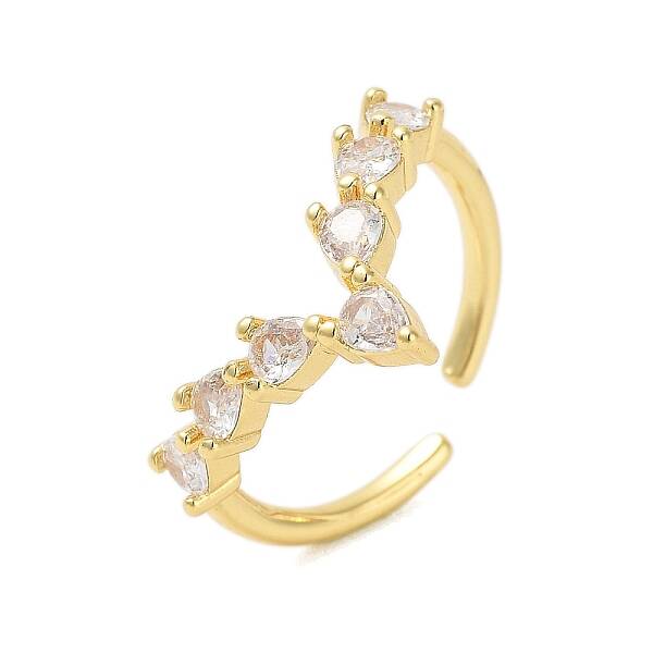 Brass Pave Cubic Zirconia Cuff Rings