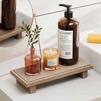 KLM Wood Risers for Decor Display, Bathroom Counter Sink Decor, Dish Soap Tray Wood Tray for Kitchen Counter, Small Wooden So...