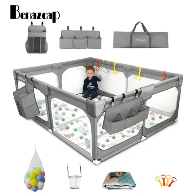 Benazcap Extra Large Baby Playpen with Mat, BPA-Free, Safe No Gaps Design for Indoor/Outdoor Fun, Gift for Expectant Mothers,...