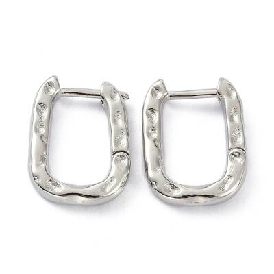 Textured Rectangle Brass Hoop Earrings