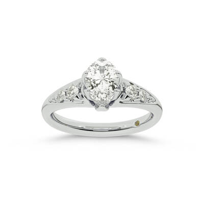 Lyon Tapered Pavé Pear Shape Lab Grown Diamond Engagement Ring | 10K White Gold 1 3/4 CT. TW.