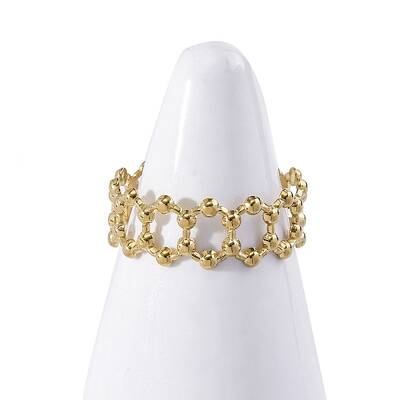 Hexagon 304 Stainless Steel Open Cuff Ring for Women