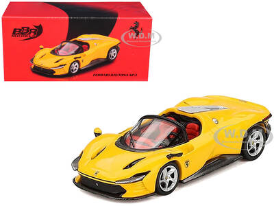 Ferrari Daytona SP3 Giallo Modena Yellow with Red Interior 1/64 Diecast Model Car by BBR