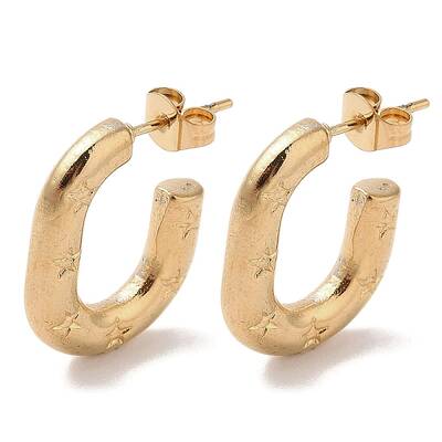 Oval 201 Stainless Steel Stud Earrings for Women