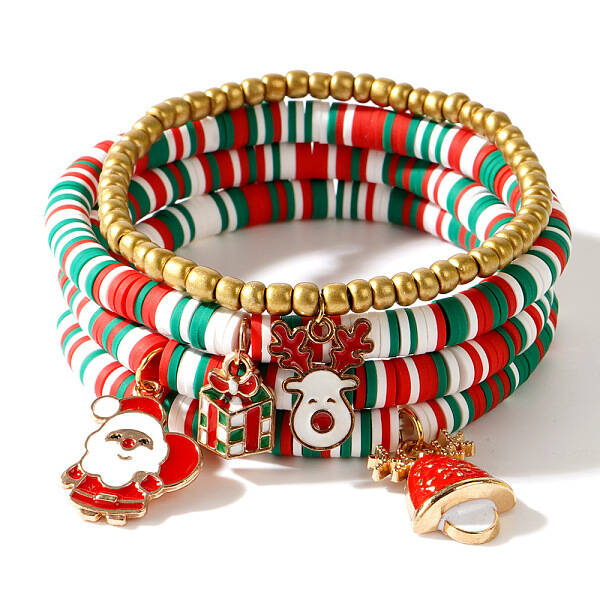 4Pcs Christmas Santa Snowman Gloves Charm Bracelets