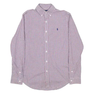 RALPH LAUREN Mens Shirt Red Colourblock Long Sleeve M