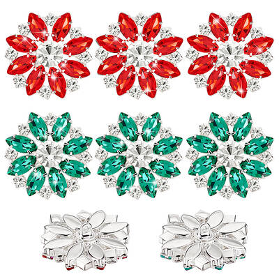 8Pcs 2 Colors 1-Hole Alloy Rhinestone Shank Buttons