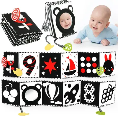 High Contrast Black and White Baby Toys - Montessori Sensory Toys for Newborns 0-3 Months Tummy Time Toys for 6-12 Month Old ...