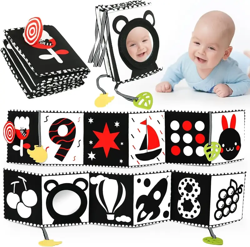 High Contrast Black and White Baby Toys - Montessori Sensory Toys for Newborns 0-3 Months Tummy Time Toys for 6-12 Month Old ...