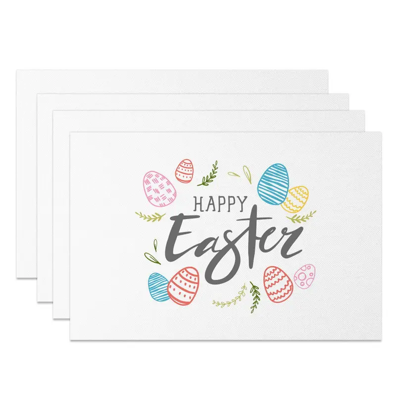 Aperturee Colorful Lines Egg Happy Easter Set Of 4 Placemats, 14x12 Inch, 15.8 USD, NYJY00438-S, placemats