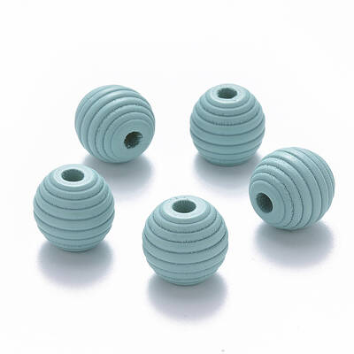 Painted Natural Wood Beehive European Beads
