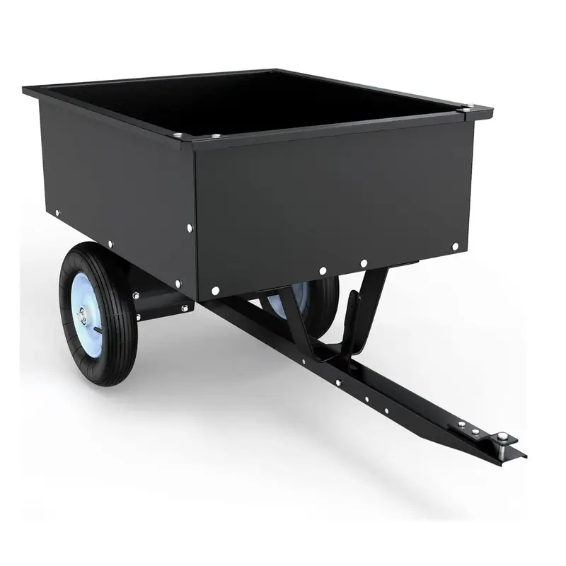 YITAMOTOR® 350LB 8 Cubic Feet Steel Dump Cart ATV/UTV Trailer Tow Behind Lawn Black