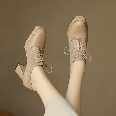 CHIKO Sugar Square Toe Block Heels Oxfords Shoes