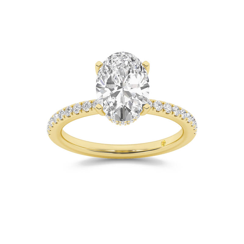 Kyoto Hidden Halo Oval Lab Grown Diamond Engagement Ring | 18K Yellow Gold 2 7/8 CT. TW.