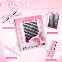 【FADLASH】DIY Lash Extension Kit Individual Lashes Cluster D Curl Eyelash Extension Kit with Lash Bond and Seal and Lash A...