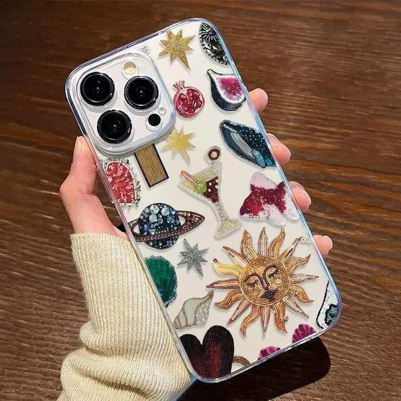 Creative Pattern Clear Phone Case, Fashionable Phone Protector Cover, Anti-drop Cellphone Protective Case, Shockproof Mobile ...