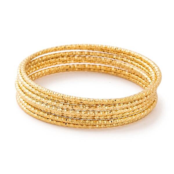 7Pcs PVD Vacuum Plating 304 Stainless Steel Textured Bangles Set for Women