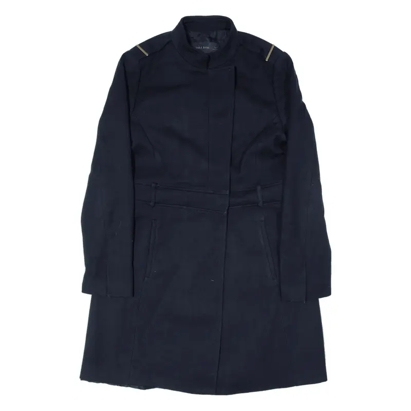 ZARA Basic Overcoat Jacket Blue Womens M