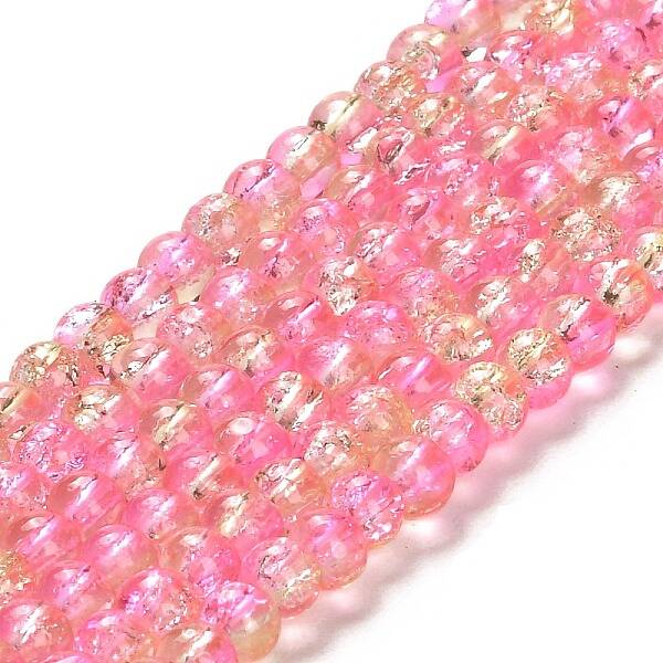 Spray Painted Crackle Glass Beads Strands
