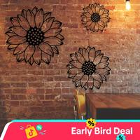 Sunflower Pattern Wall Decor, 3 Counts/set Metal Wall Art, Wall Decor for Home Living Room Bedroom Garden Patio, Home Decor, ...
