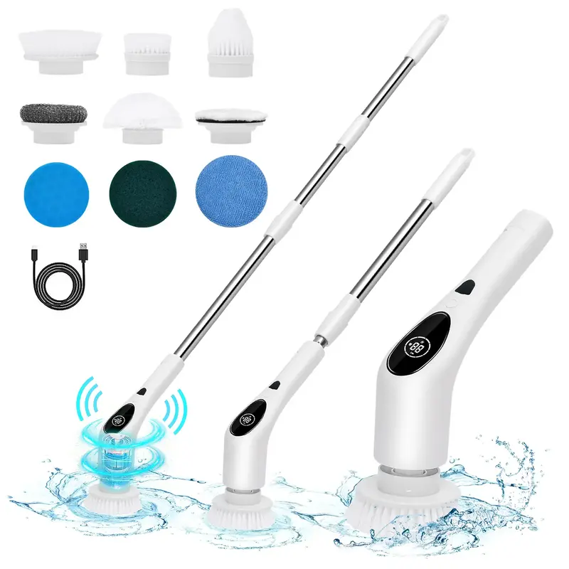9 in 1 / 7 in 1 Electric Spin Scrubber, Electric Cleaning Brush, Multifunctional Multi-Head Wireless Motorized Brush