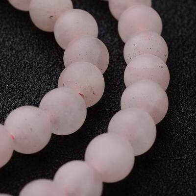 Frosted Round Natural Rose Quartz Bead Strands
