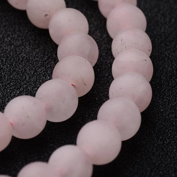 Frosted Round Natural Rose Quartz Bead Strands