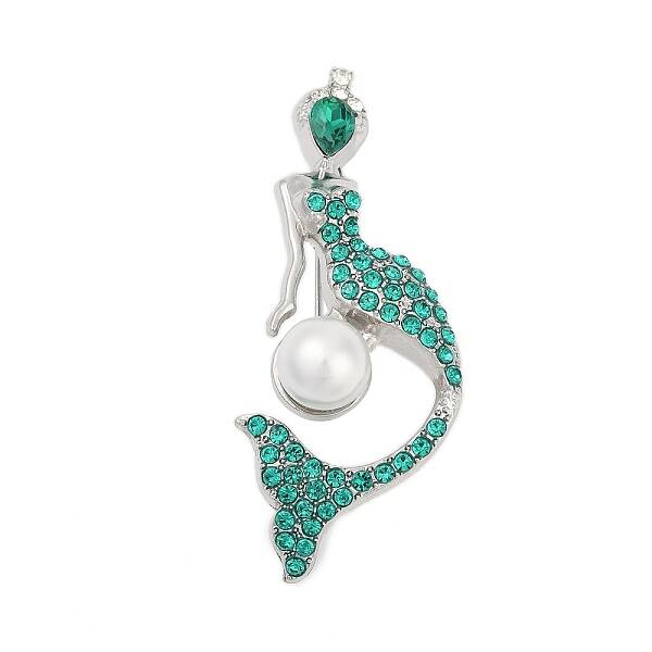 Mermaid Alloy Rhinestone Brooches for Backpack Clothes
