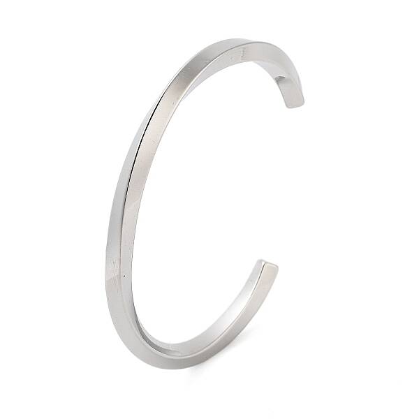Non-Tarnish 304 Stainless Steel Twisted Open Cuff Bangles for Women