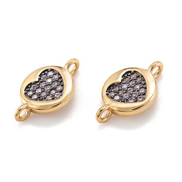 Brass Micro Pave Clear Cubic Zirconia Beads Links Connectors