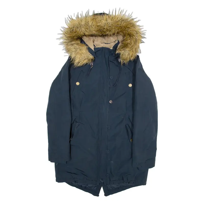 KANGOL Insulated Womens Parka Jacket Blue Hooded UK 14