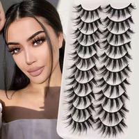 Naturally Grafted Eye Makeup Strip Lashes for Eyelash Extensions, 10 Pairs 3D Fluffy Crossed Type False Eyelashes, Full Volu...
