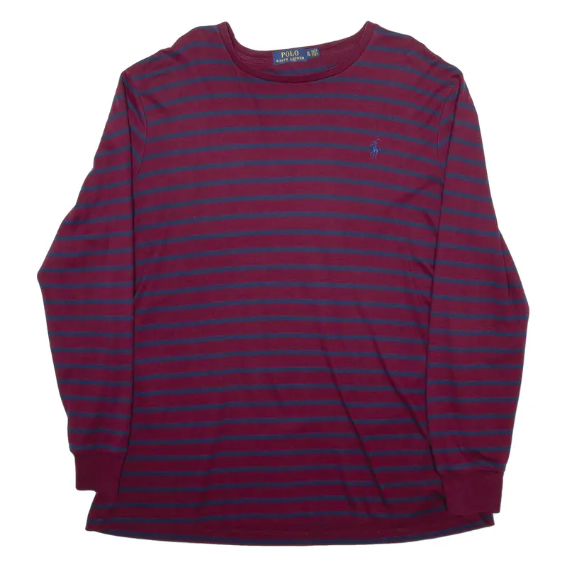 POLO RALPH LAUREN Striped Mens T-Shirt Red Long Sleeve XL