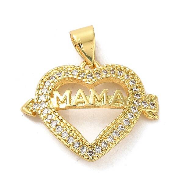 Mother's Day Brass Micro Pave Clear Cubic Zirconia Pendants
