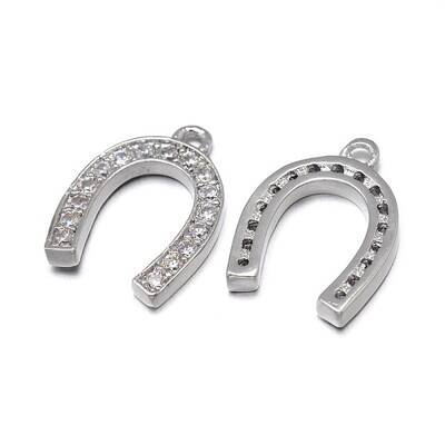 Horseshoe Brass Micro Pave Cubic Zirconia Charms