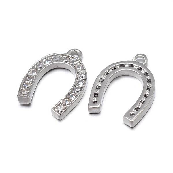 Horseshoe Brass Micro Pave Cubic Zirconia Charms