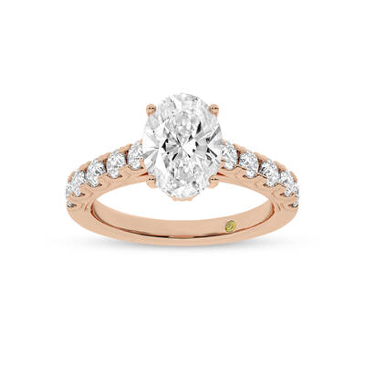 Reno Pavé Set Oval Lab Grown Cathedral Diamond Engagement Ring | 14K Rose Gold 1 7/8 CT. TW.