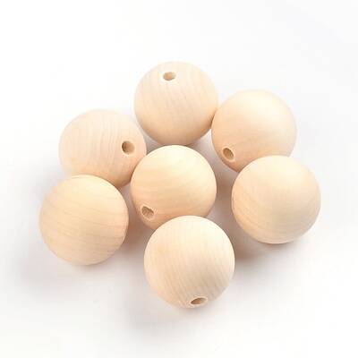 Round Unfinished Wood Beads
