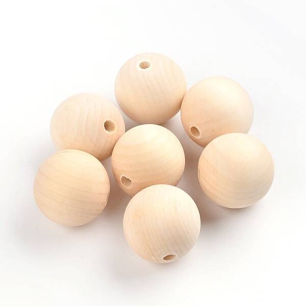 Round Unfinished Wood Beads