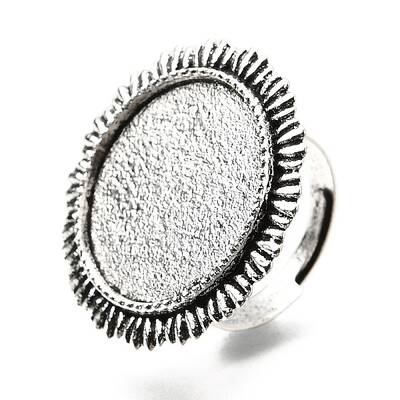 Vintage Adjustable Iron Finger Ring Components Alloy Cabochon Bezel Settings