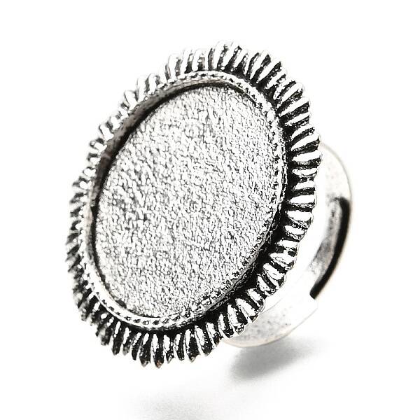 Vintage Adjustable Iron Finger Ring Components Alloy Cabochon Bezel Settings