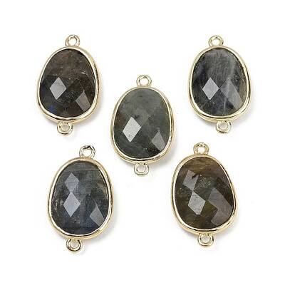 Natural Labradorite Faceted Connector Charms