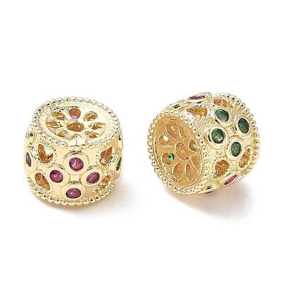 Brass Micro Pave Cubic Zirconia Beads