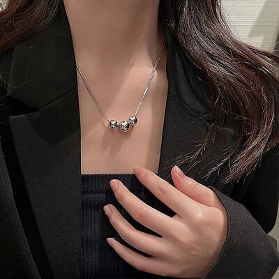 201 Stainless Steel 3 Round Graduated Beaded Pendant Necklaces