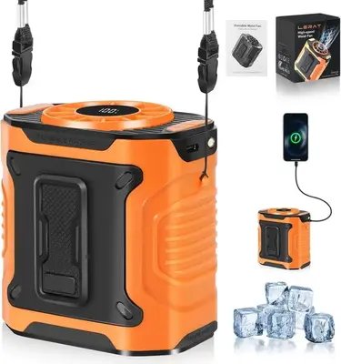 [Summer deals] Nerunsa 2025 New Personal Portable Fan USB Rechargeable Waist Fan with Clip & Power Bank 4000mAh Battery 100 W...